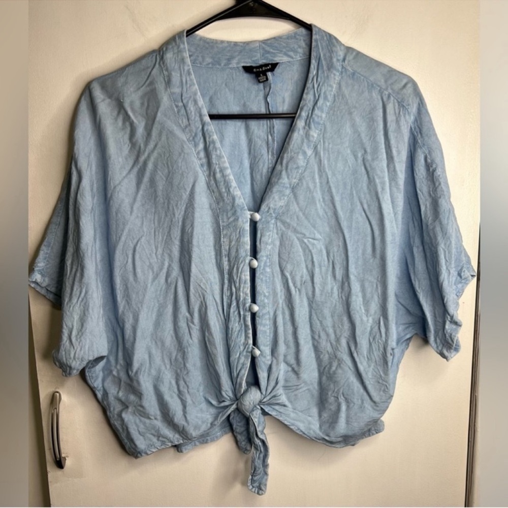 Sun & Sam Faded Denim Style Blouse NWOT